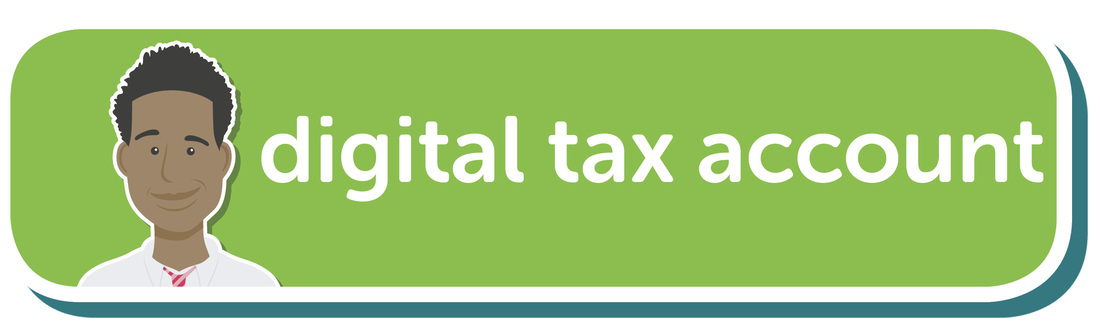 Image of the digital tax account heading with a zoosme character on the left